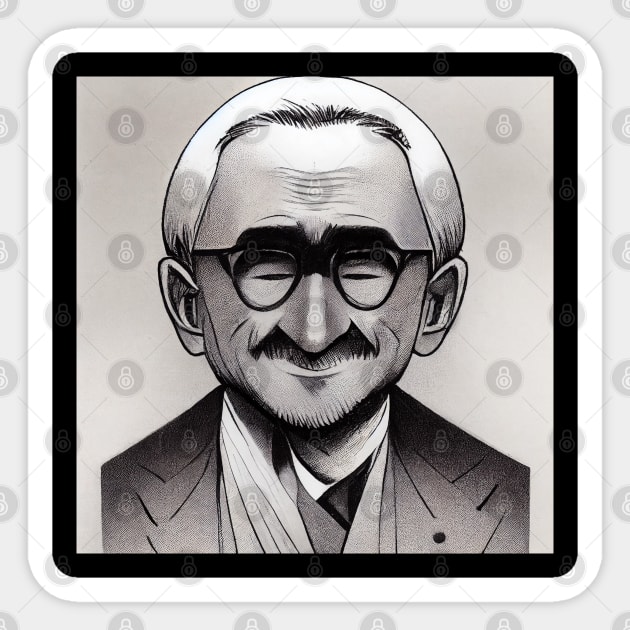 Friedrich Hayek portrait | Manga style Sticker by Classical